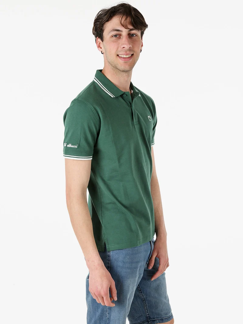 Polo da uomo in cotone a maniche corte - verde