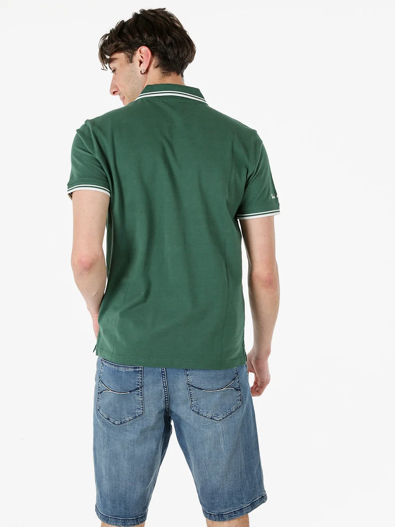Polo da uomo in cotone a maniche corte - verde