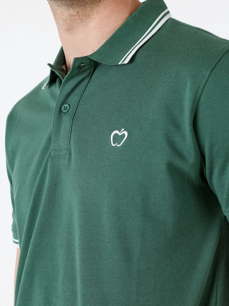 Polo da uomo in cotone a maniche corte - verde