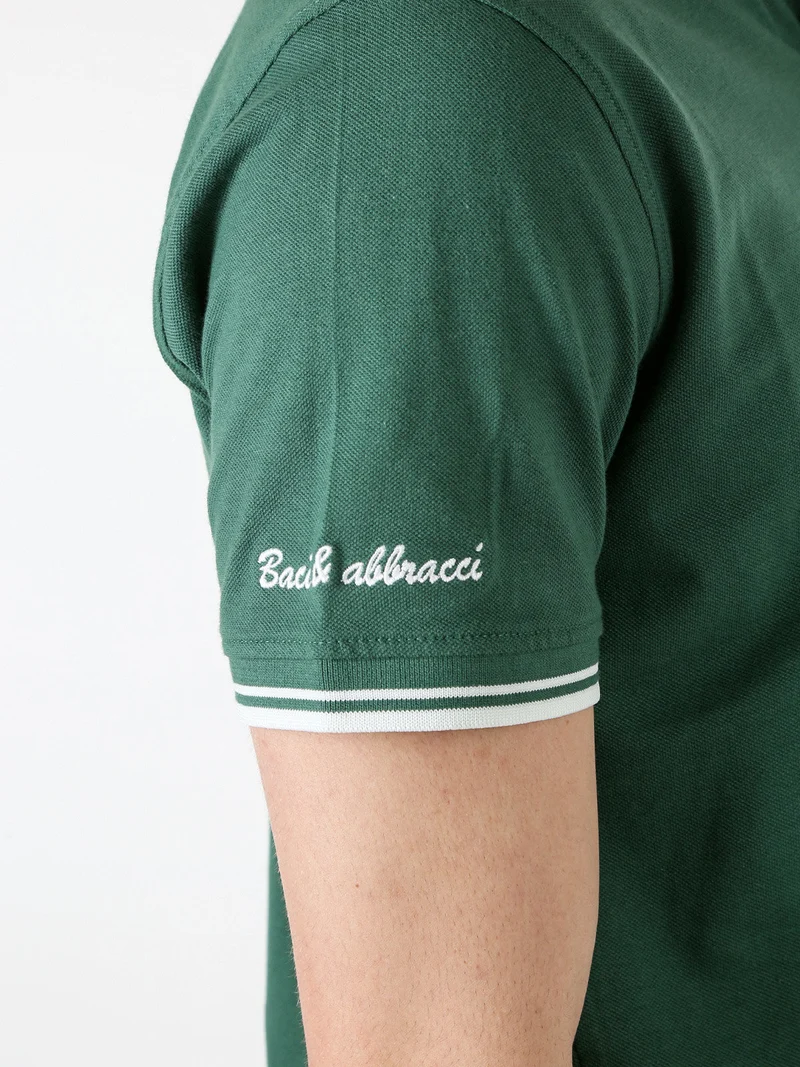 Polo da uomo in cotone a maniche corte - verde
