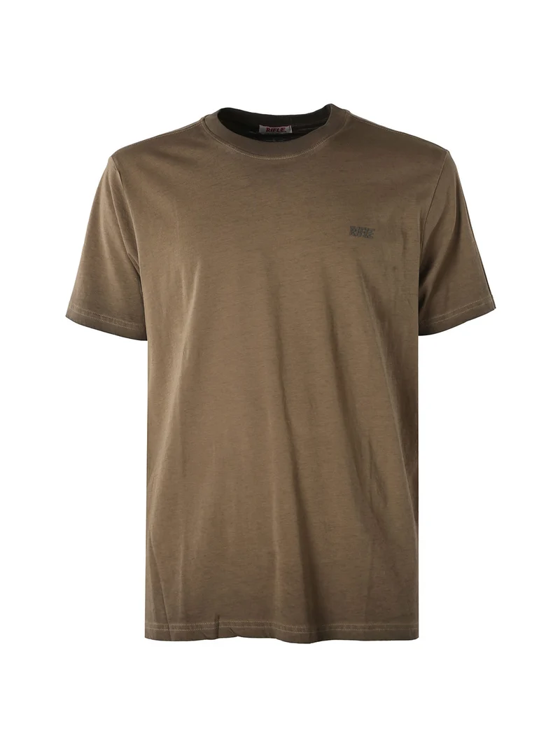 T-shirt girocollo da uomo in cotone con logo - moro