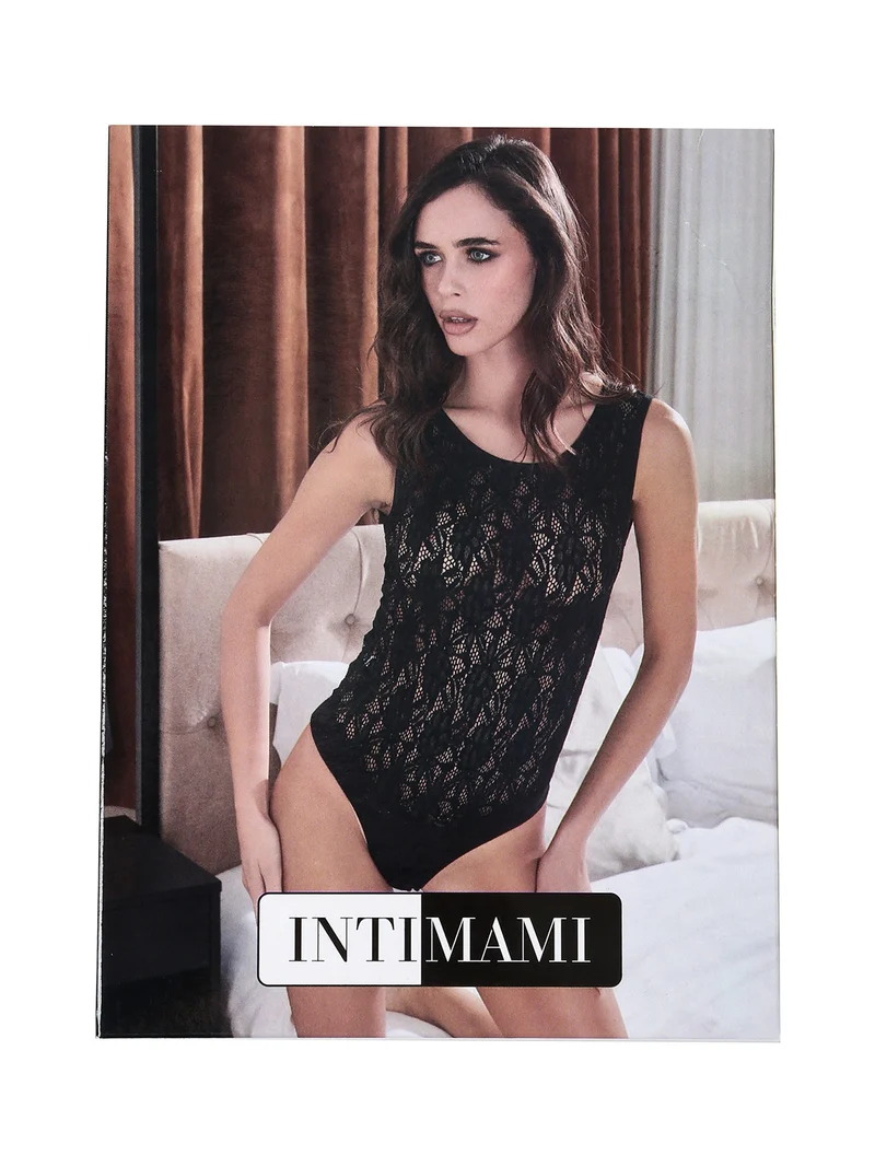 Body smanicato da donna in pizzo - nero