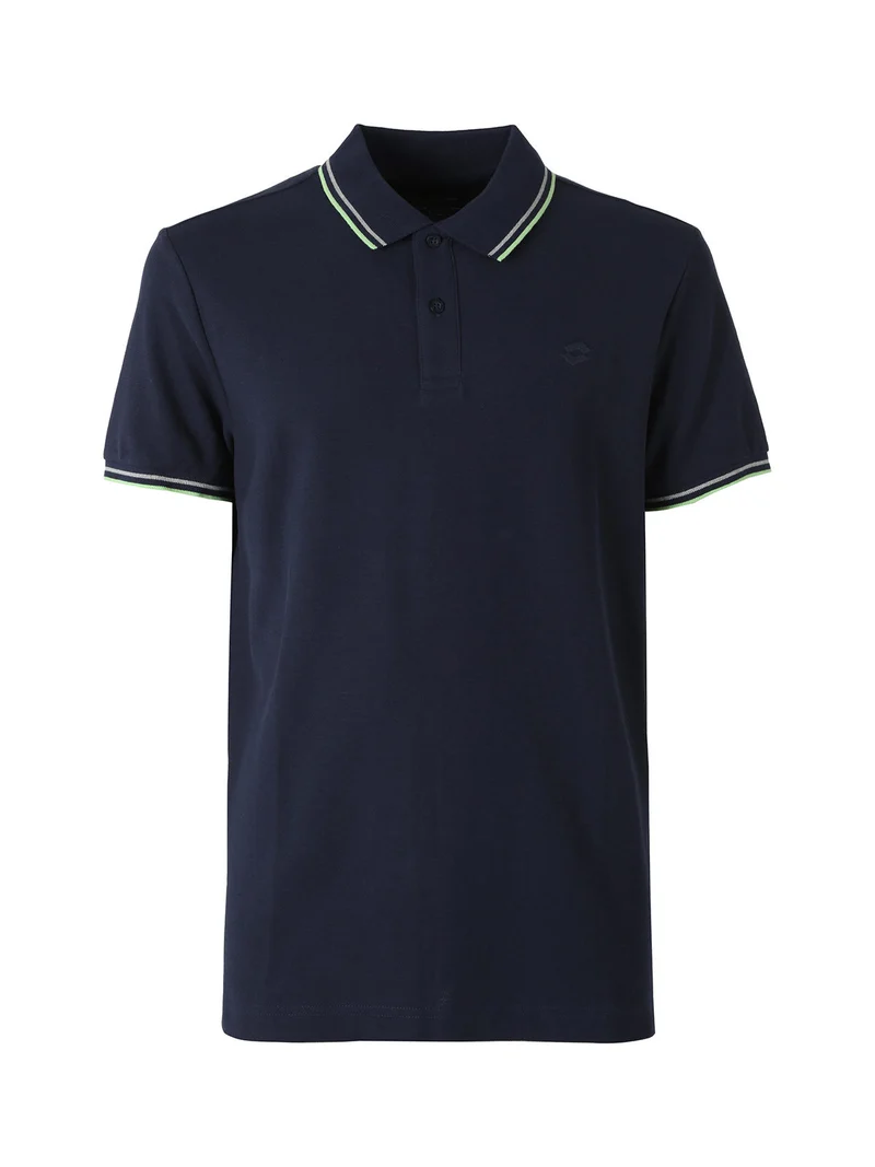 Polo da uomo in cotone a maniche corte - blu scuro
