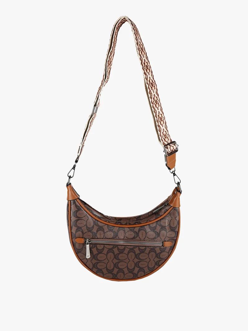 Borsetta hobo a tracolla con stampe - caffè