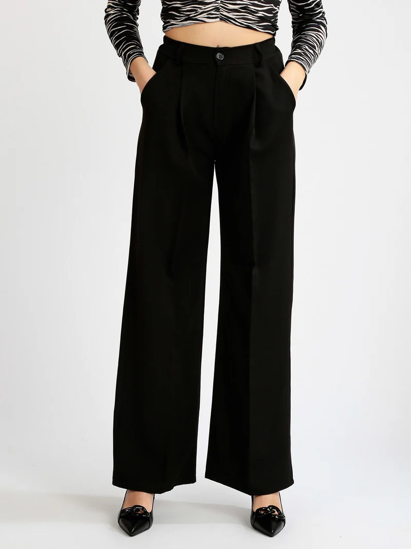 Pantaloni donna a gamba larga - nero