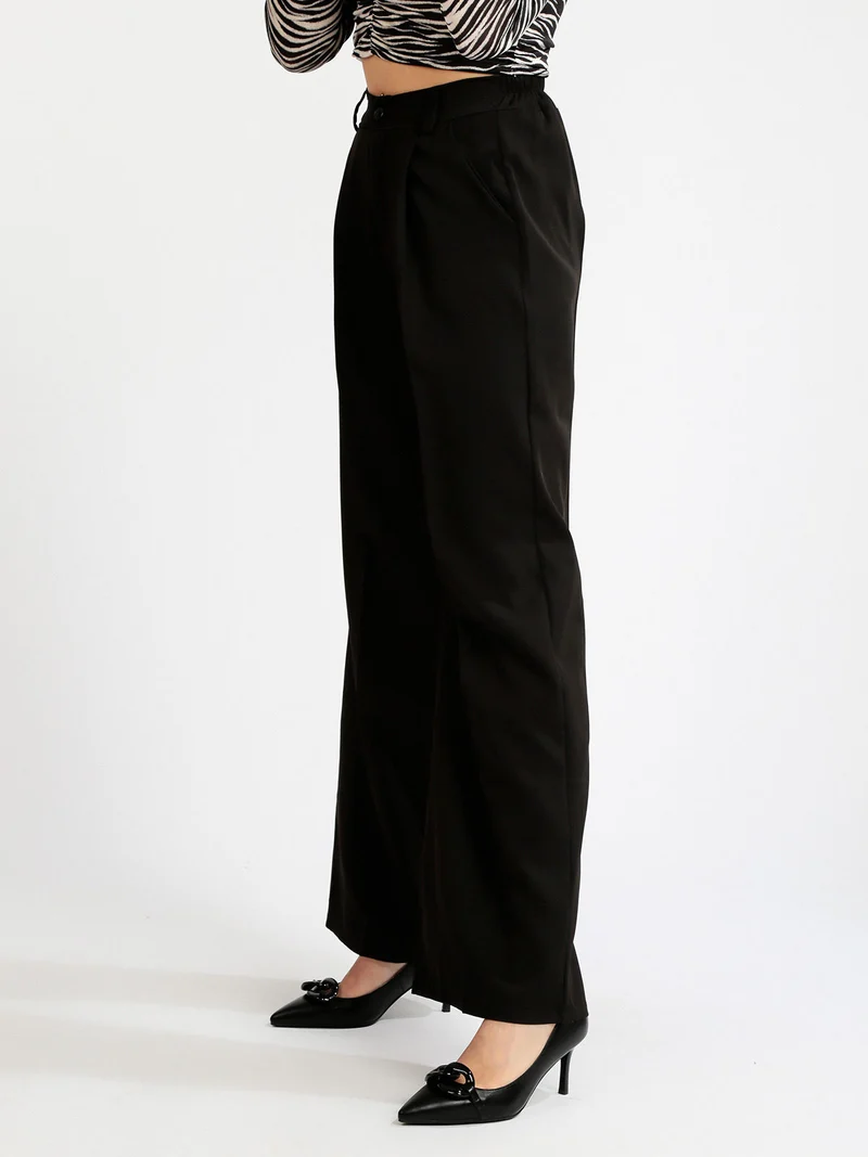 Pantaloni donna a gamba larga - nero