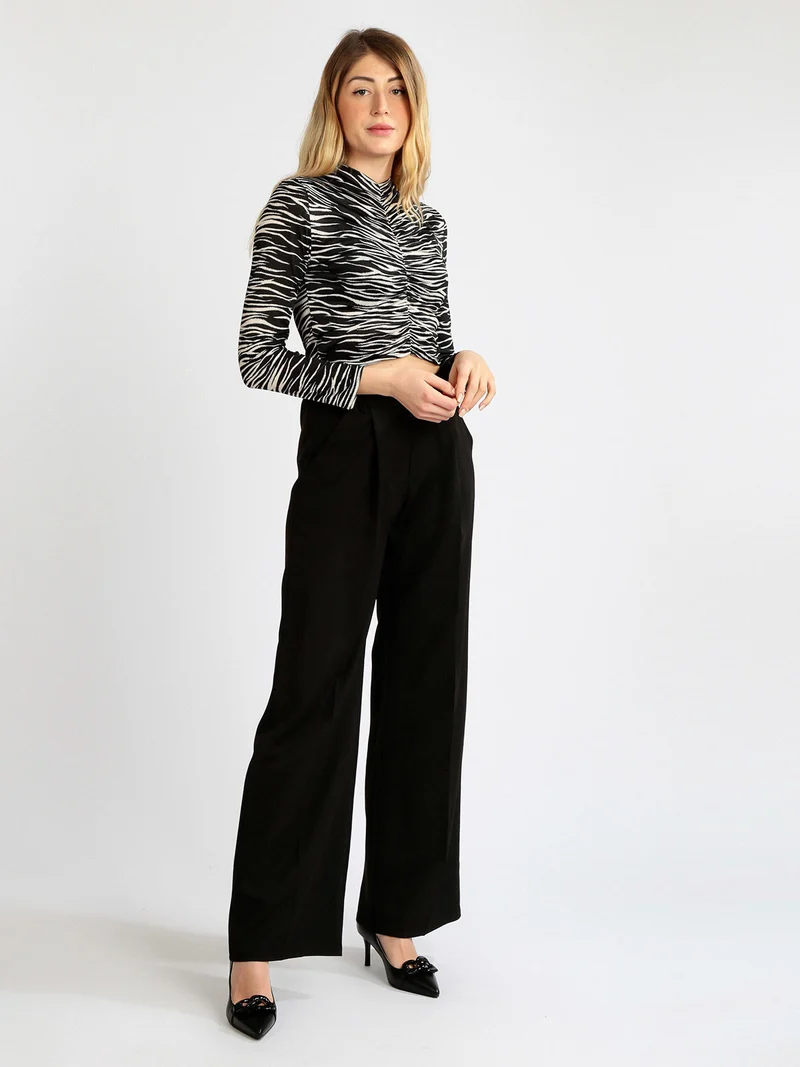 Pantaloni donna a gamba larga - nero