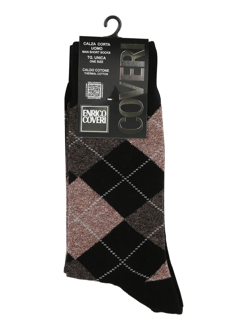 Calze corte da uomo a rombi in caldo cotone - beige