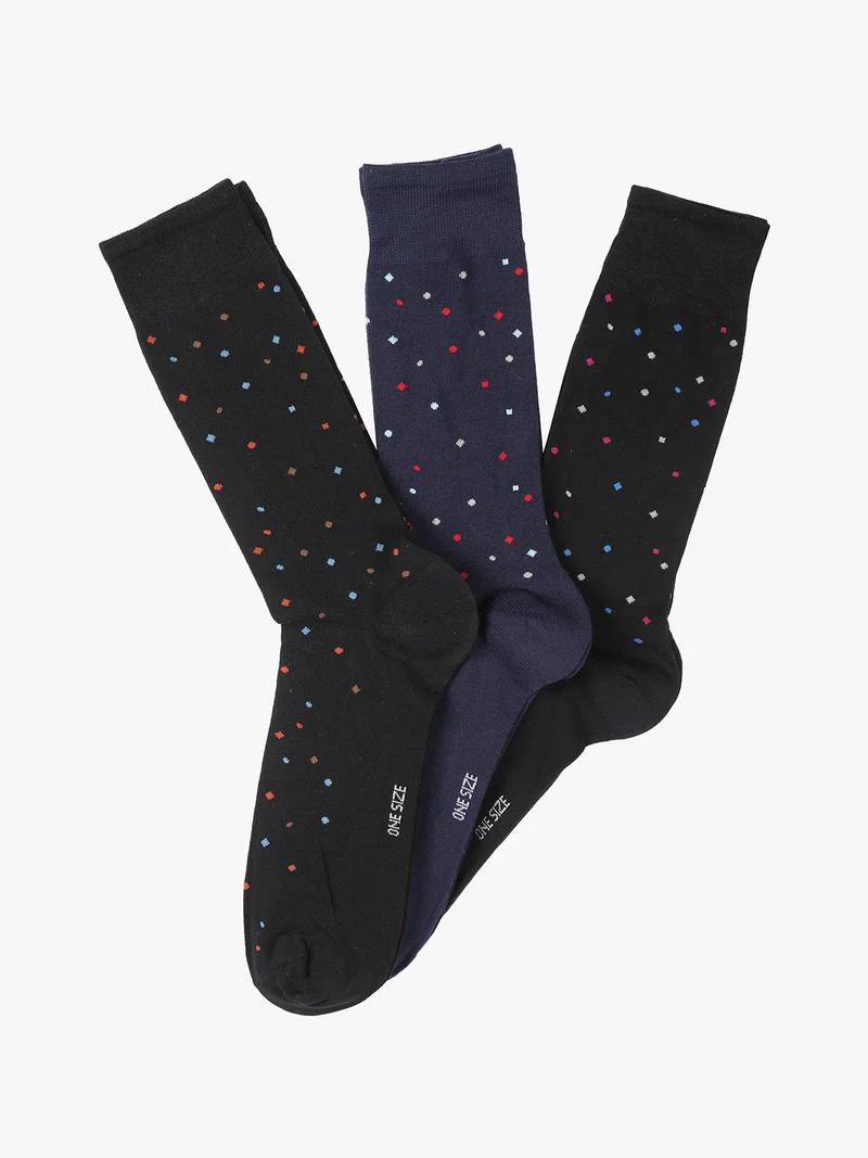 3 Paia di calze corte da uomo a pois - blu scuro