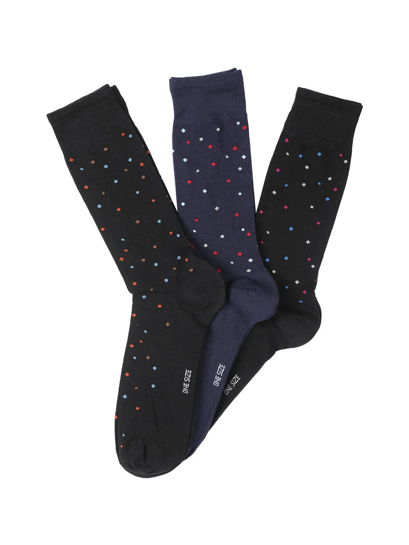 3 Paia di calze corte da uomo a pois - blu scuro