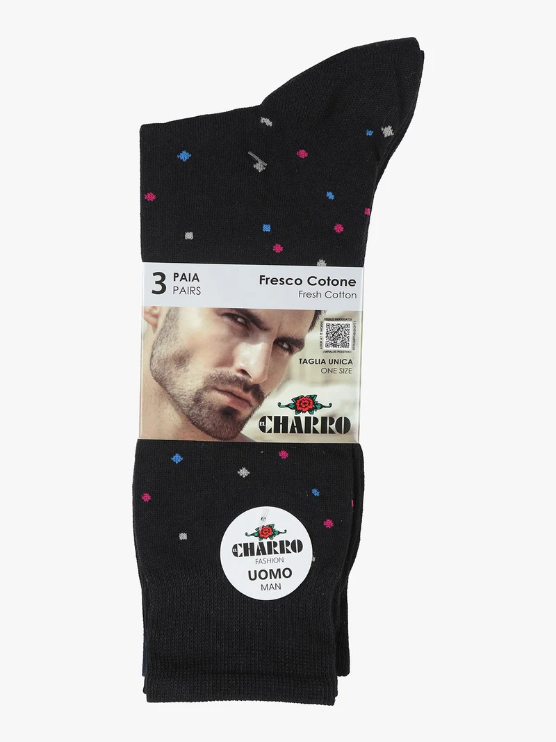 3 Paia di calze corte da uomo a pois - blu scuro
