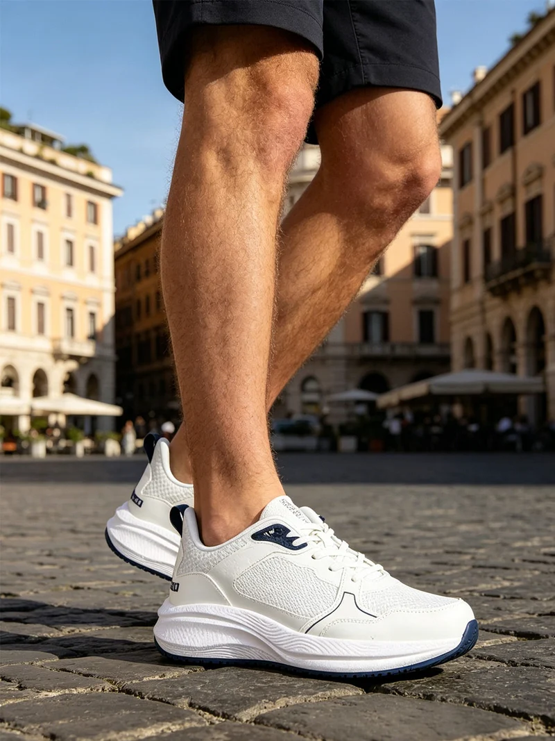 Sneakers da uomo con lacci elastici - bianco