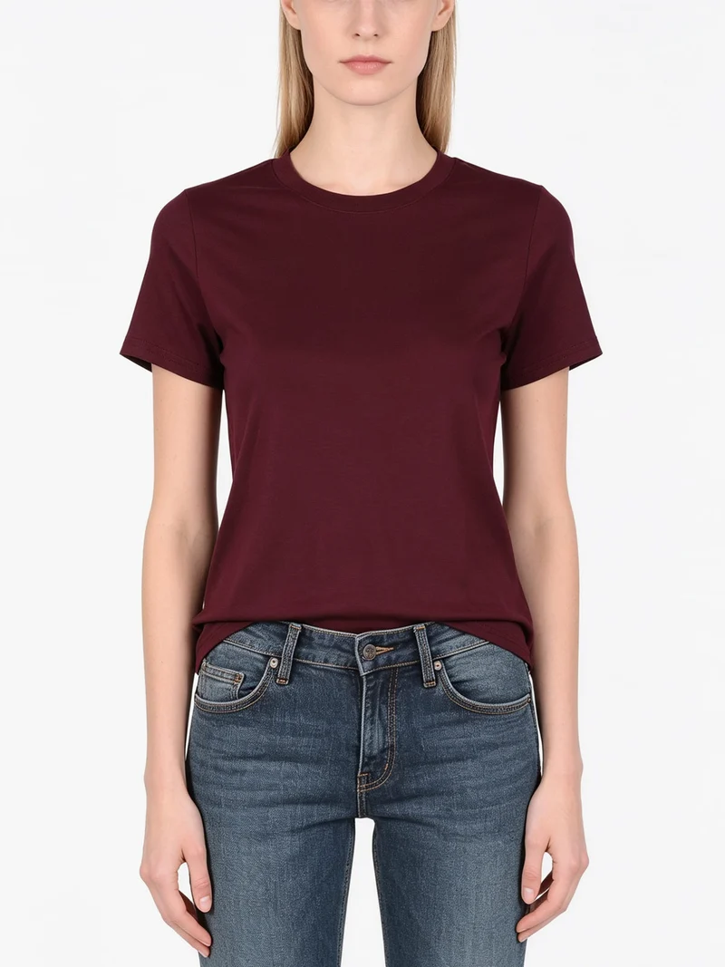 T-shirt girocollo da donna - bordeaux
