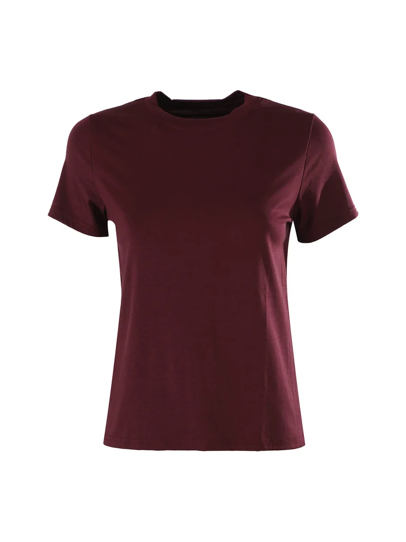 T-shirt girocollo da donna - bordeaux