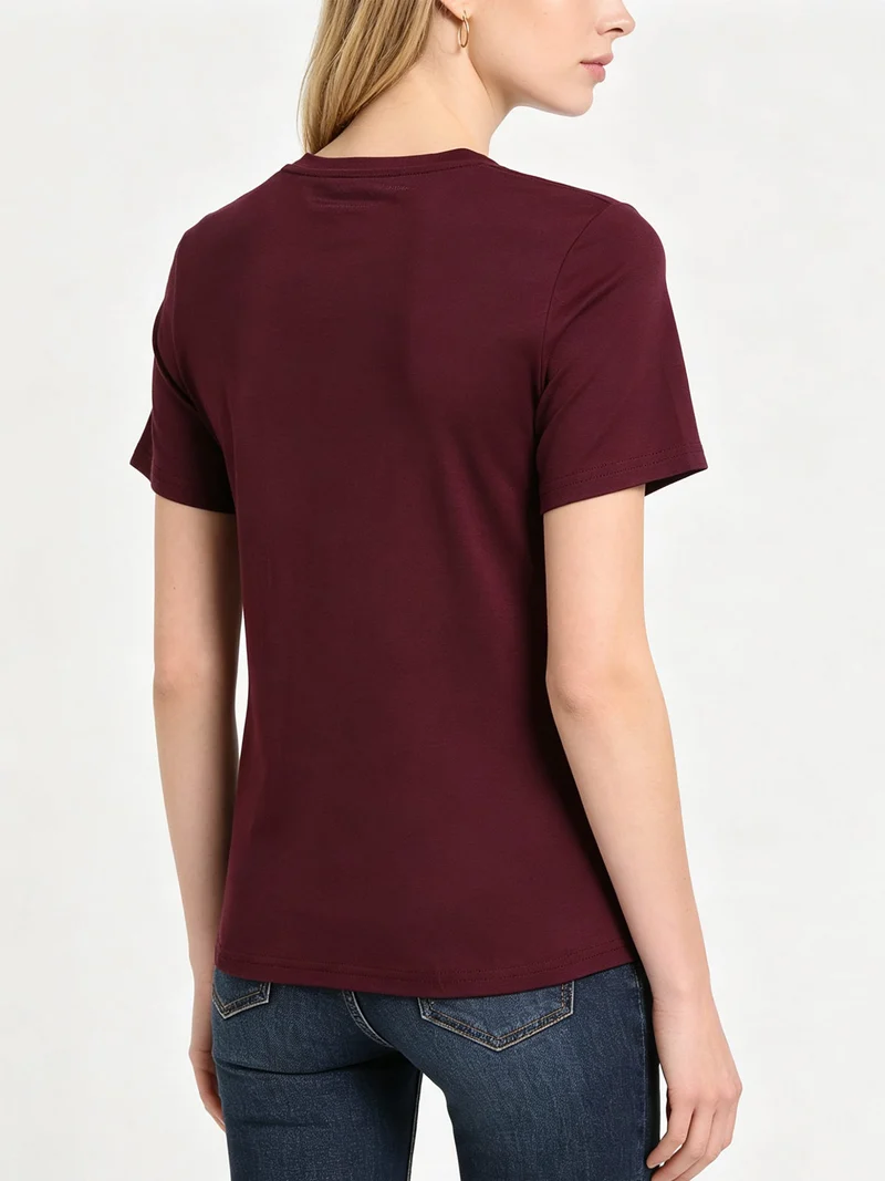 T-shirt girocollo da donna - bordeaux