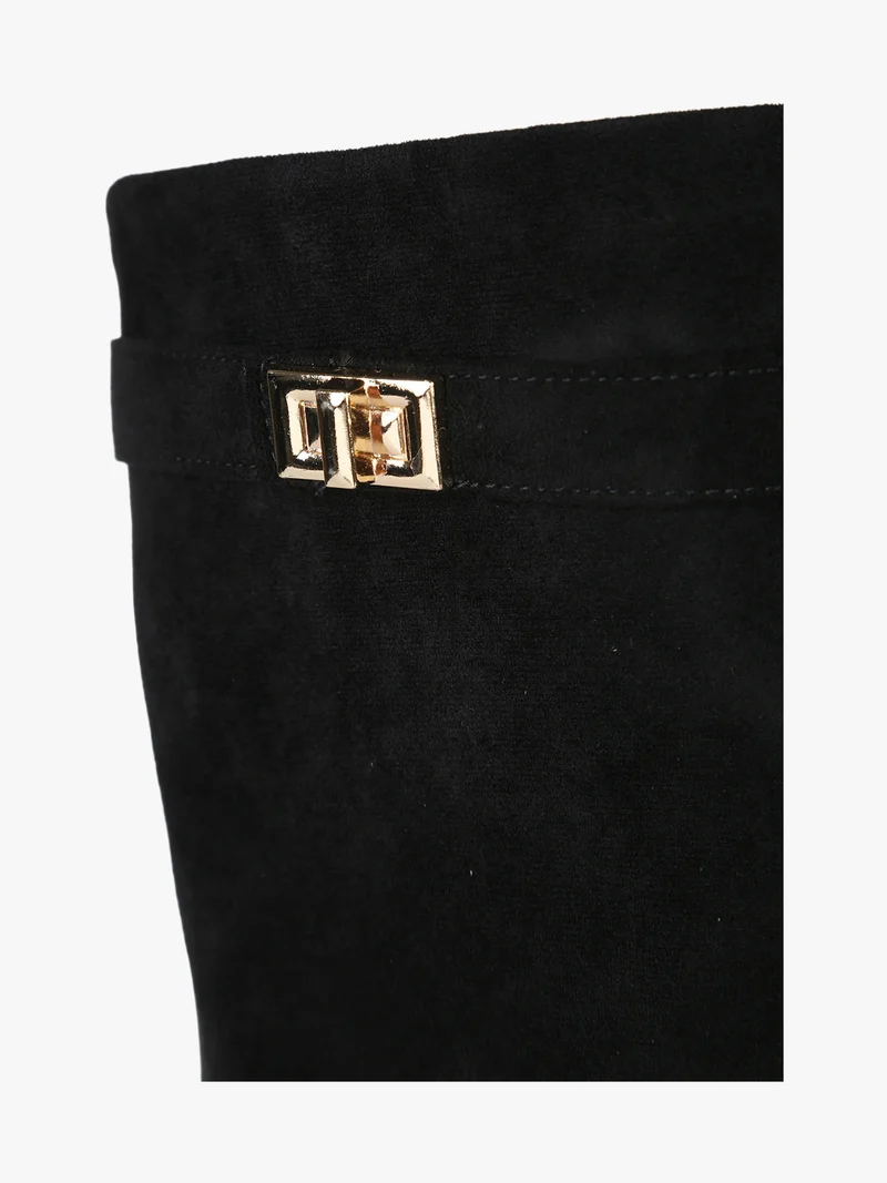 Stivali slouchy da donna scamosciati con gambale a doppio strato - nero