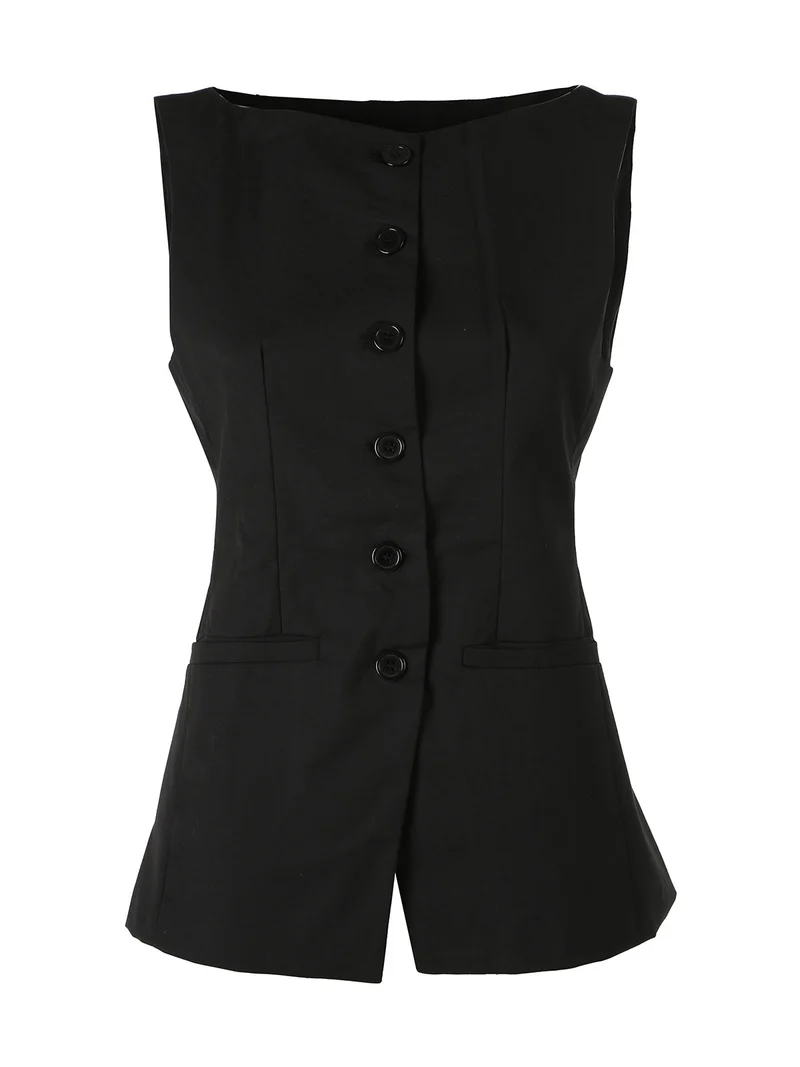 Gilet donna con bottoni - nero