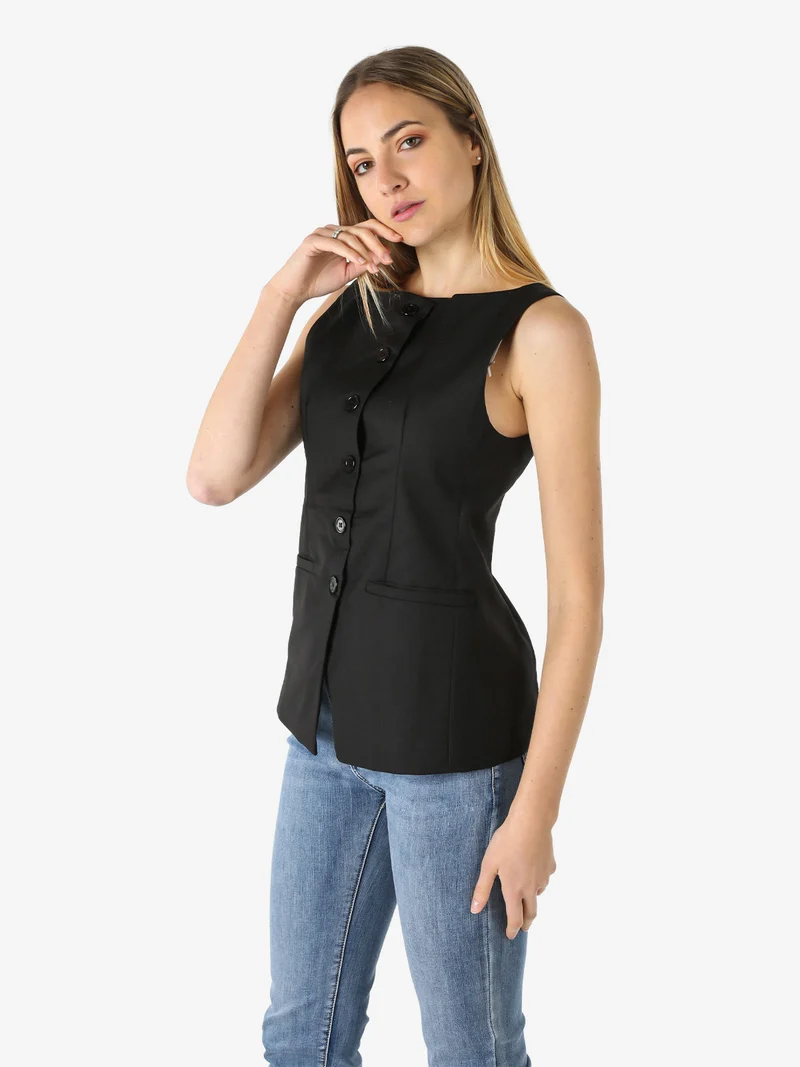 Gilet donna con bottoni - nero