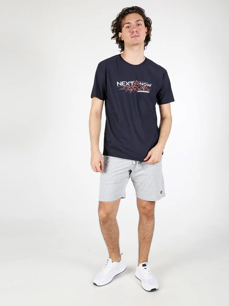 T-shirt sportiva da uomo in tessuto tecnico - blu scuro