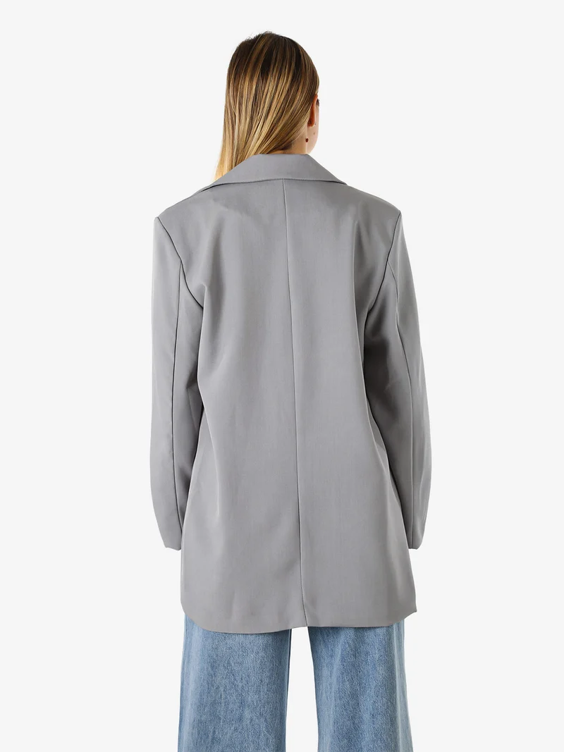 Blazer oversize da donna con chiusura a doppiopetto - grigio