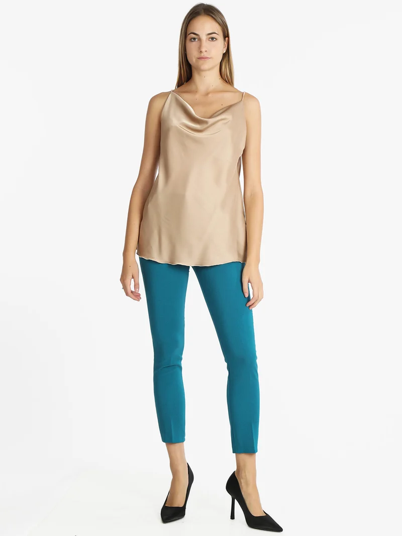 Pantaloni donna eleganti - ottanio