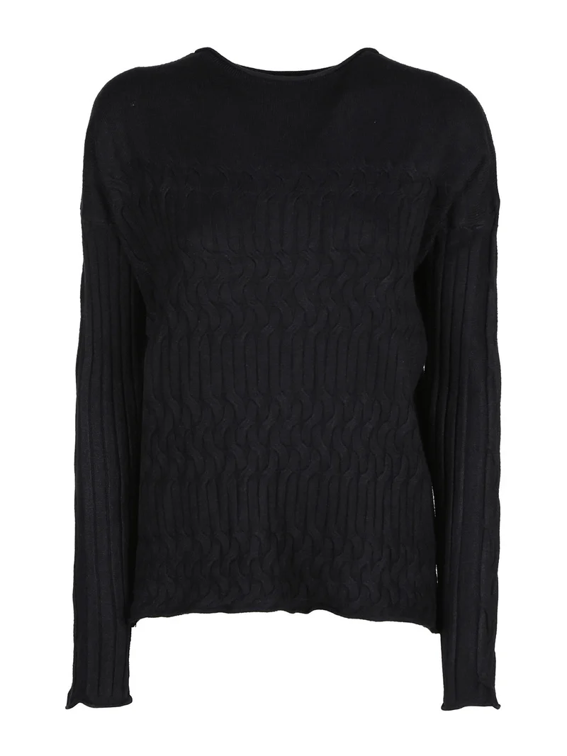 Maglione donna a trecce - nero