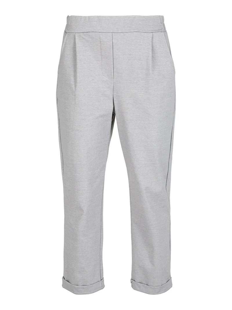Pantaloni casual da donna con risvolto - grigio