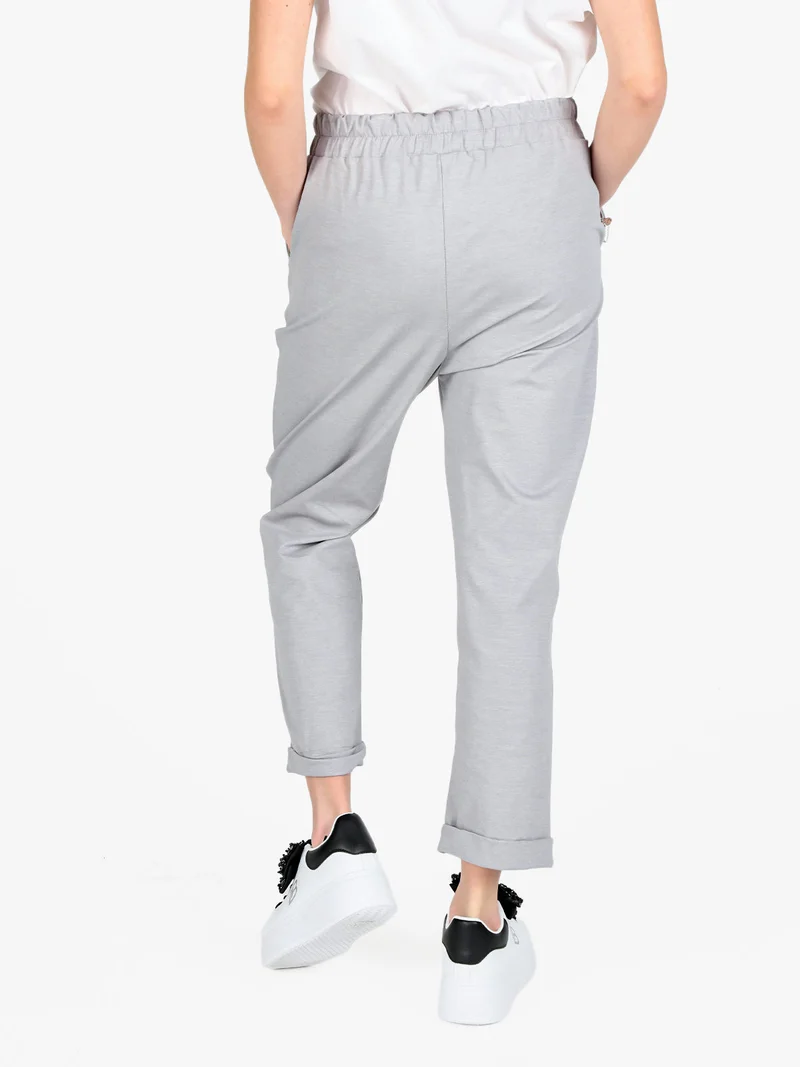 Pantaloni casual da donna con risvolto - grigio