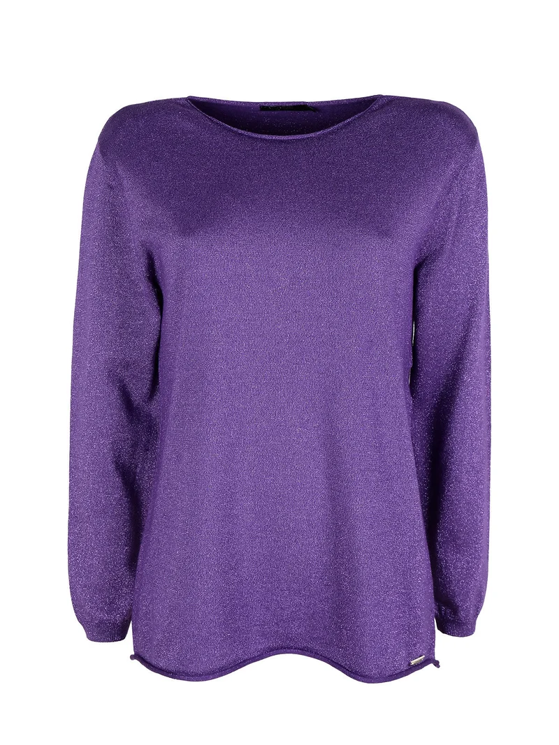 Maglia donna in lurex con spacchi laterali - viola