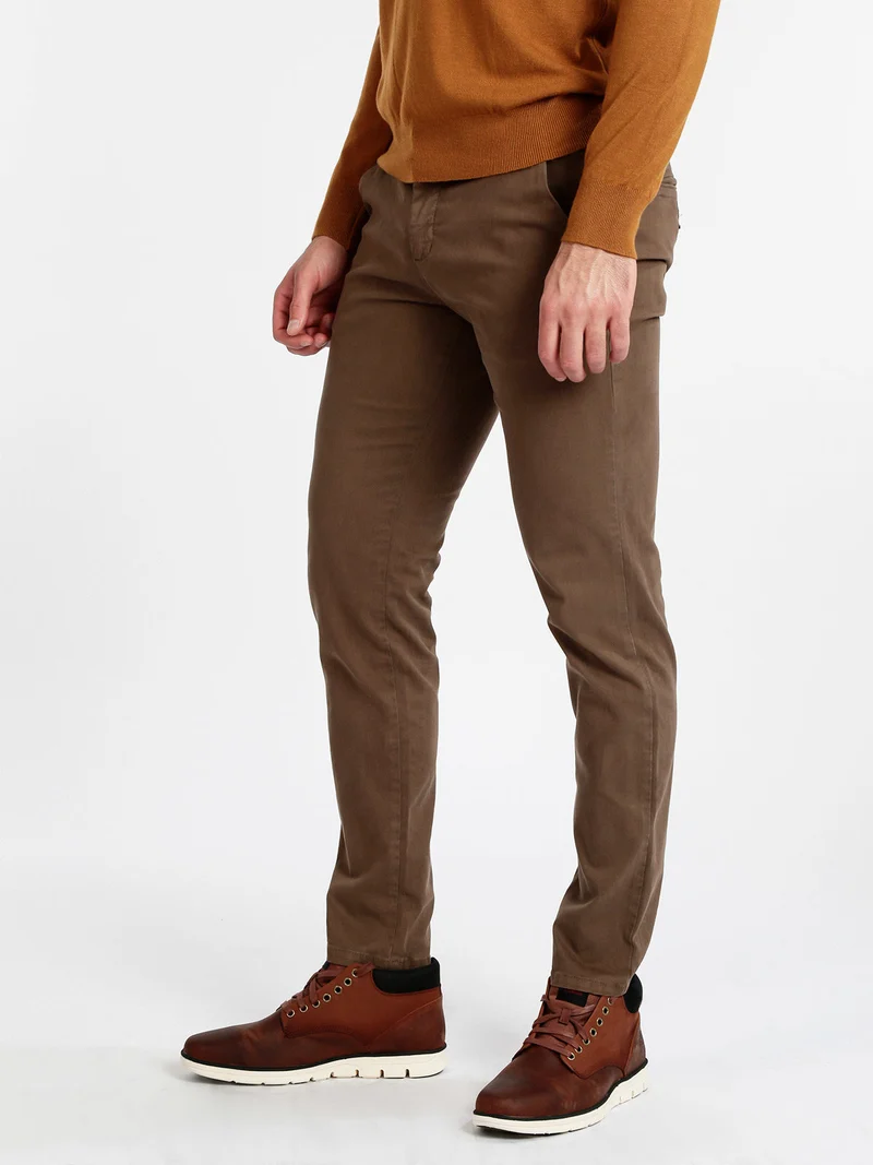 Pantaloni uomo in cotone slim fit - fango