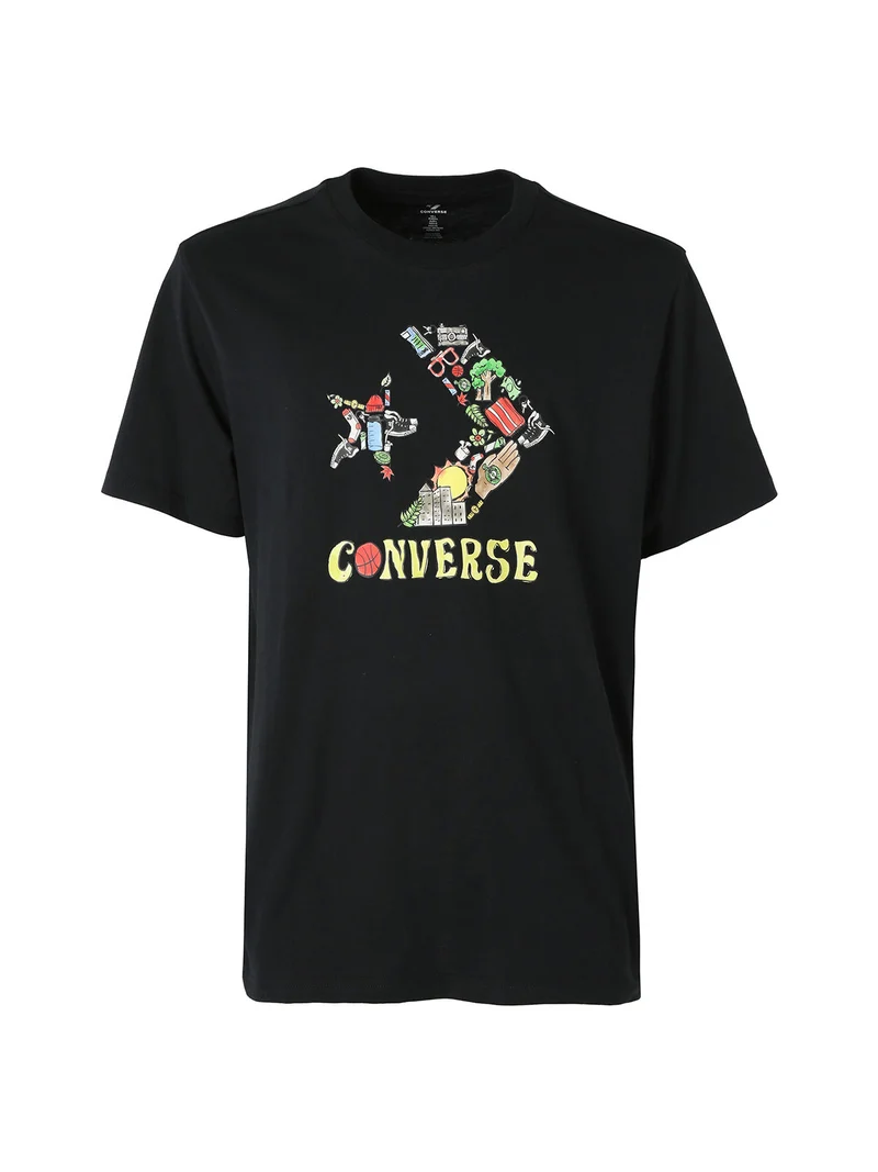 T-shirt in cotone da uomo con stampa - nero