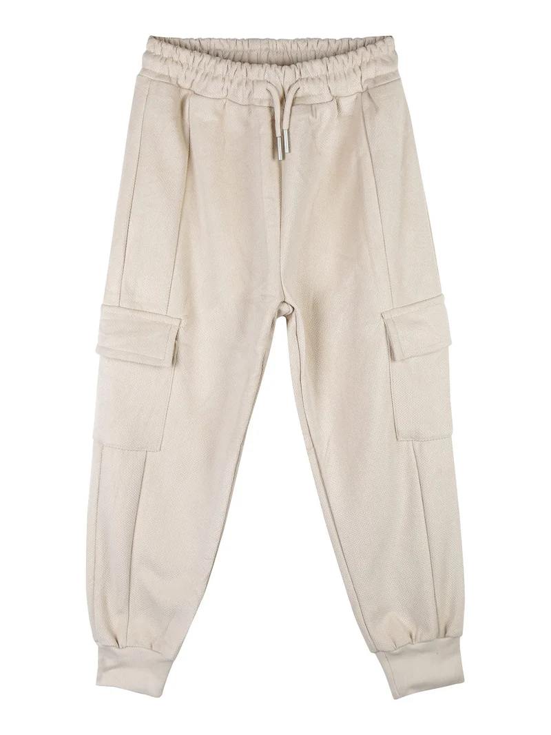 Pantaloni tuta da bambina con tasconi laterali - beige
