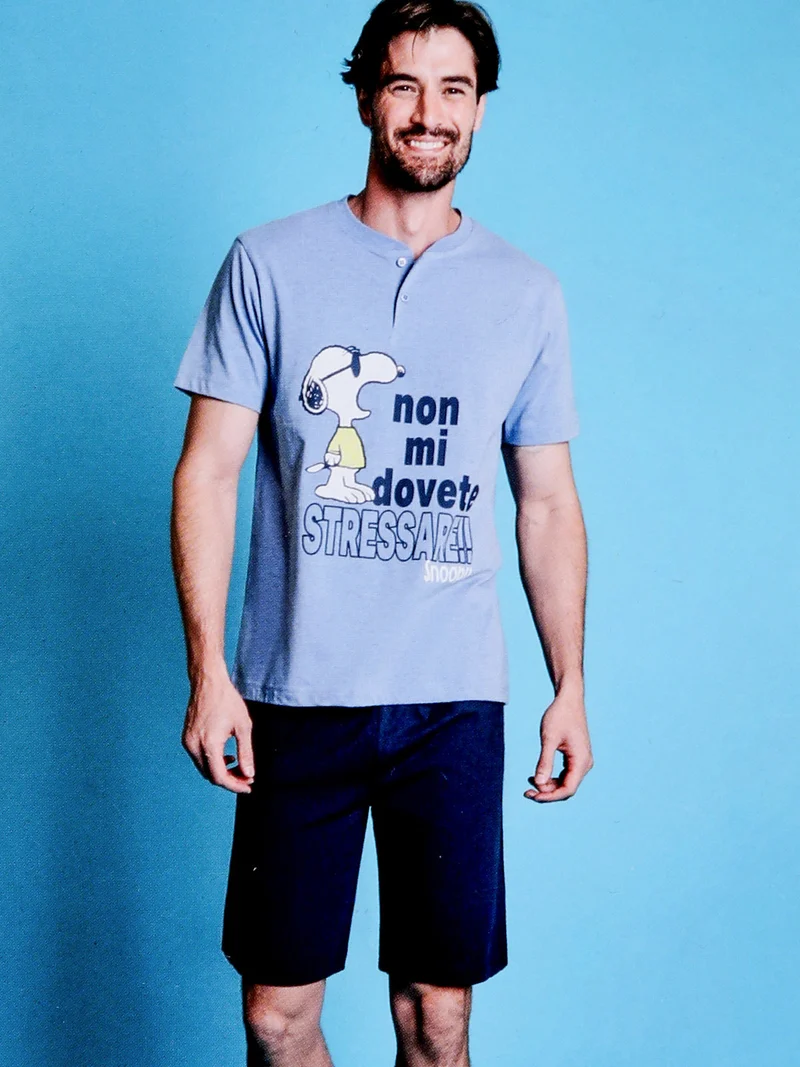 Snoopy pigiama corto da uomo in cotone - jeans