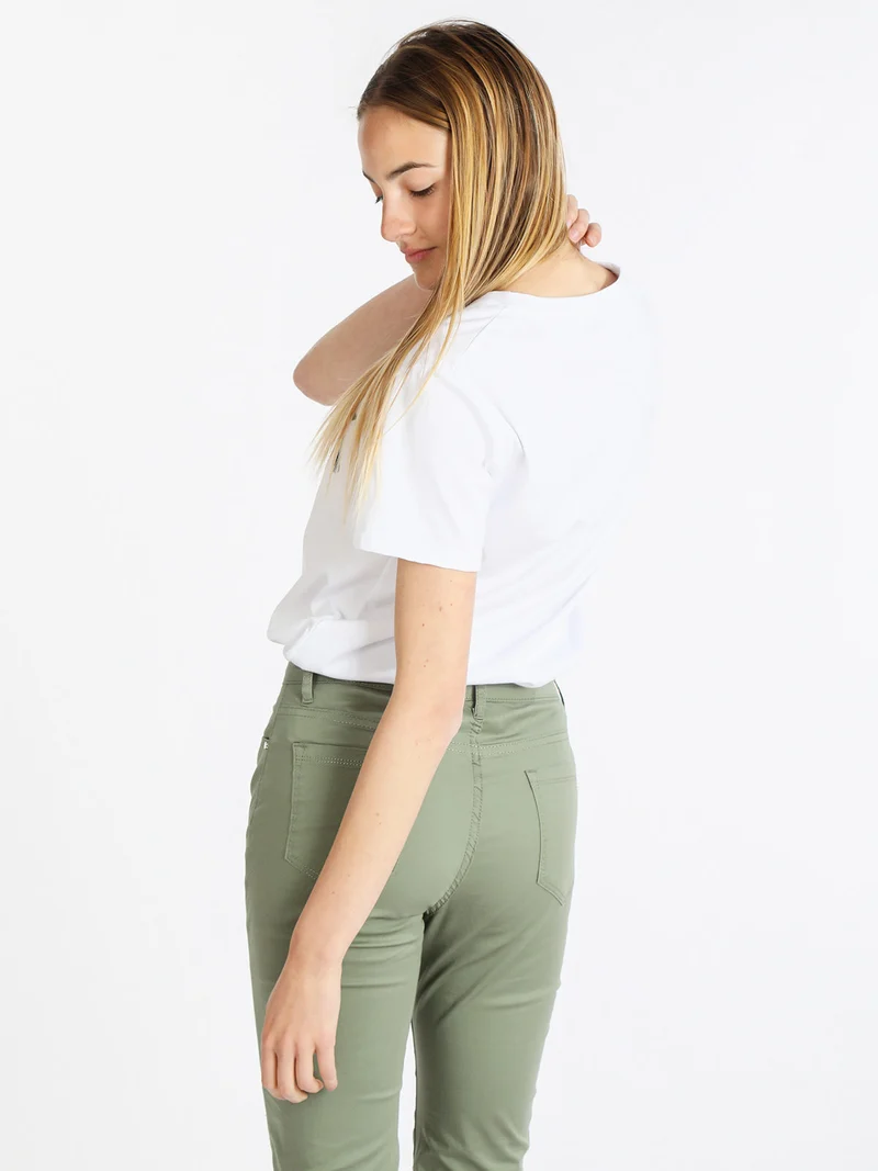 T-shirt manica corta donna con scritta - bianco