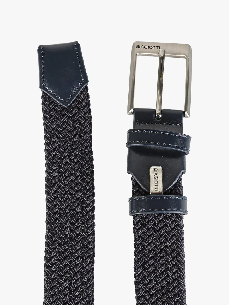 Cintura da uomo elasticizzata in corda - blu scuro