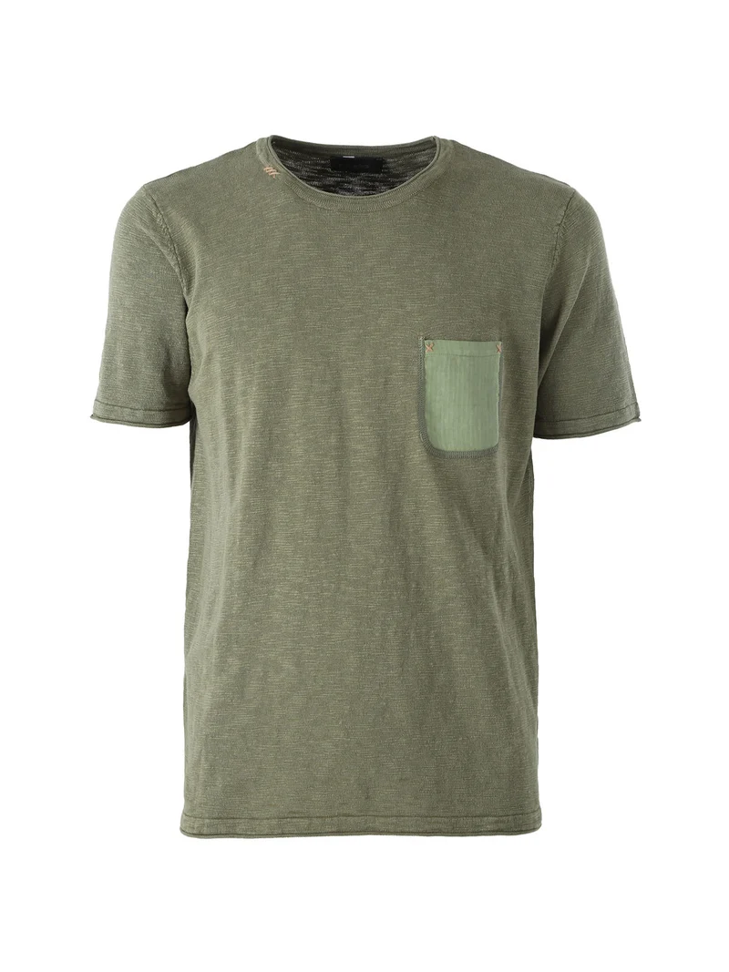T-shirt da uomo in maglia con taschino - militare