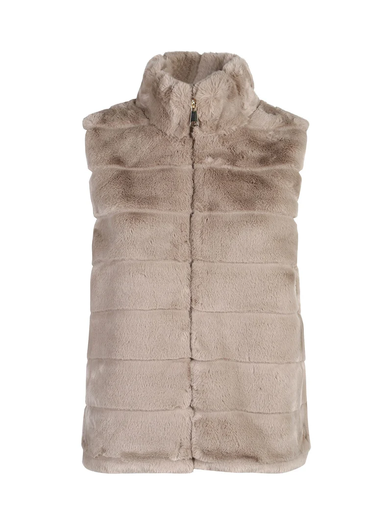 Gilet donna in ecopelliccia - khaki