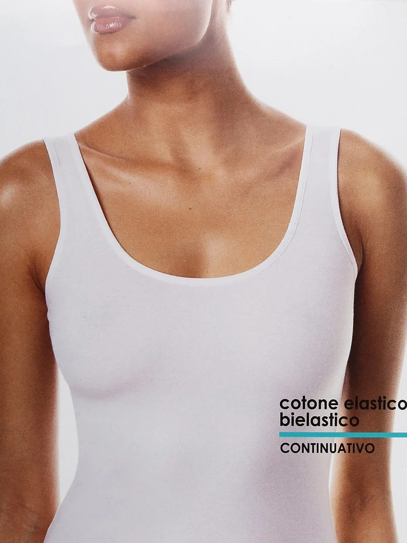 Canottiera intima donna in cotone bielastico - bianco