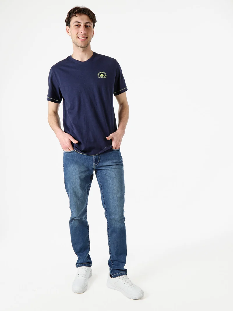 T-shirt da uomo in cotone - blu scuro