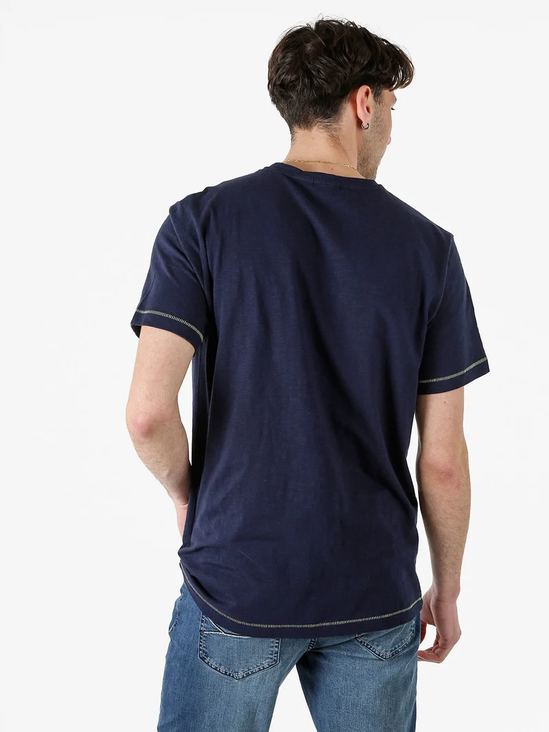T-shirt da uomo in cotone - blu scuro