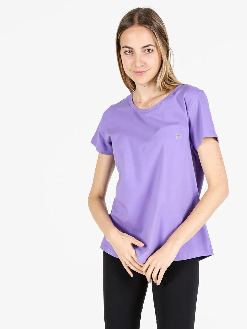 T-shirt donna girocollo in cotone - lilla