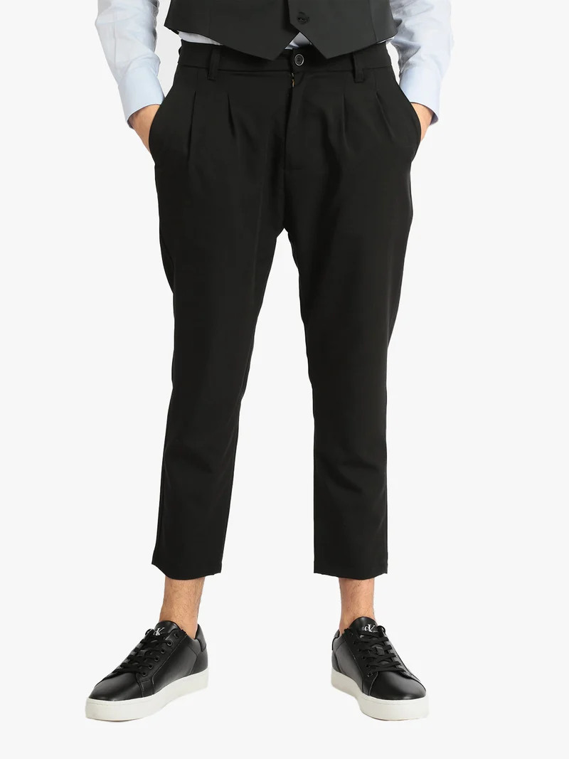 Pantaloni eleganti da uomo con pences - nero