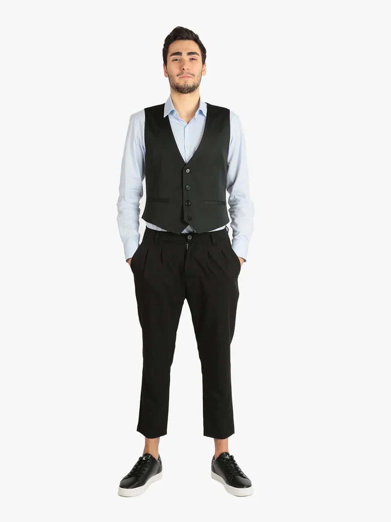 Pantaloni eleganti da uomo con pences - nero