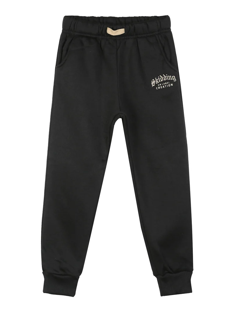 Completo tuta 3 pezzi da bambino full zip con cappuccio e interno felpato - nero