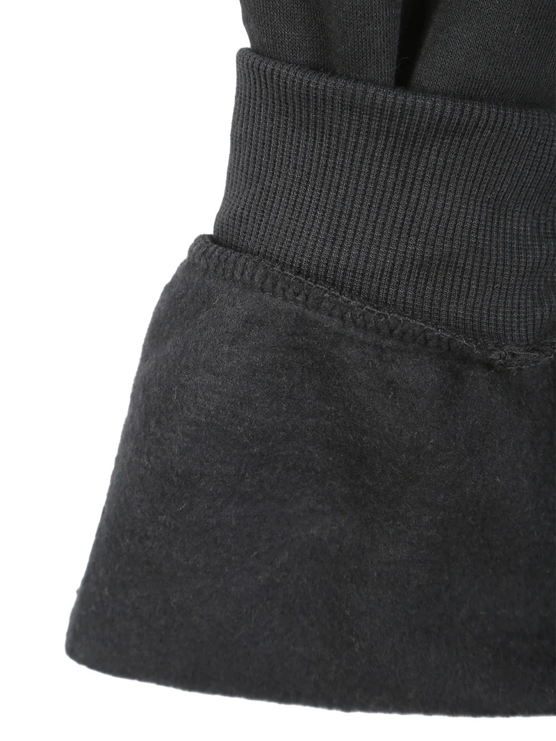 Completo tuta 3 pezzi da bambino full zip con cappuccio e interno felpato - nero