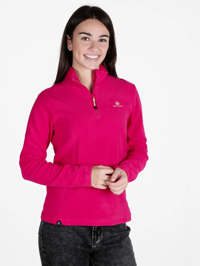 Felpa donna in micropile mezza zip - anguria