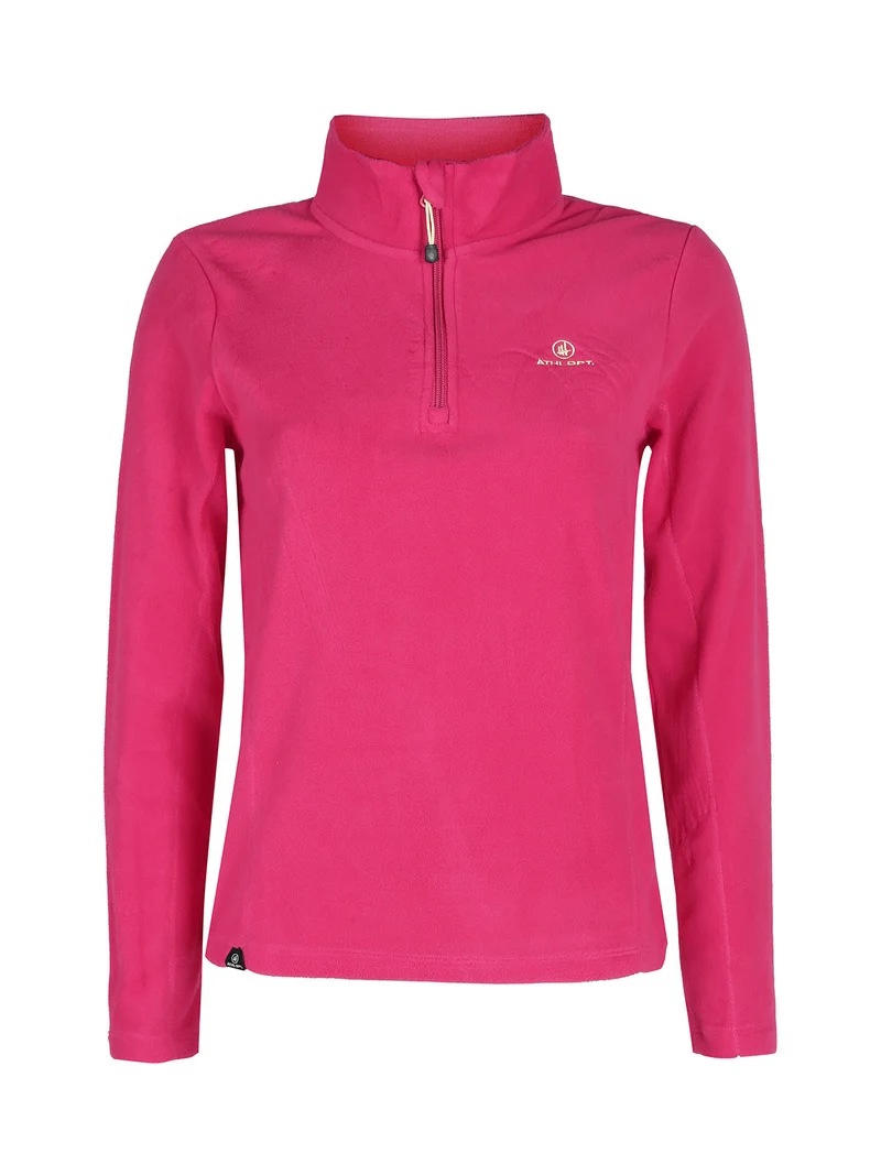 Felpa donna in micropile mezza zip - anguria
