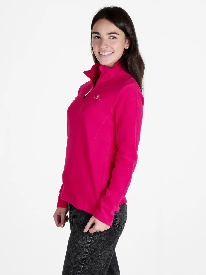 Felpa donna in micropile mezza zip - anguria
