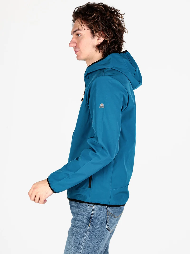 Giacca sportiva da uomo impermeabile con cappuccio e zip - bluette