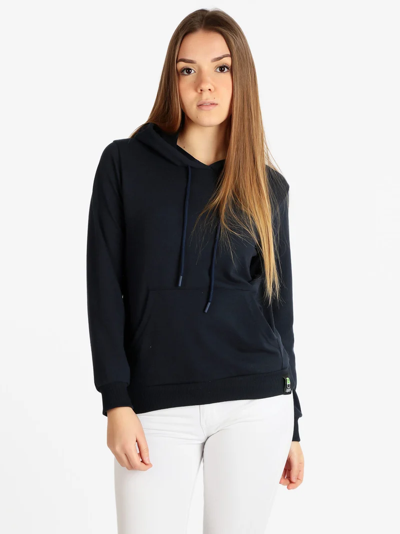 Felpa leggera donna con cappuccio - blu scuro